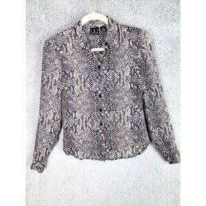 INC International Concepts Blouse 2P Black White Snakeskin Mobwife Siren Silk